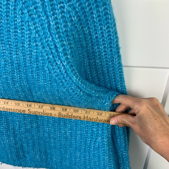 Zara MEDIUM Chunky Knit Sweater Turquoise Blue Cowl Wool - Picture 8 of 8